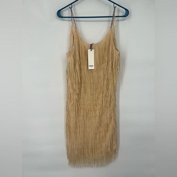 sophyline paris Beige Fringe Mini Dress NWT size S - Picture 2 of 4